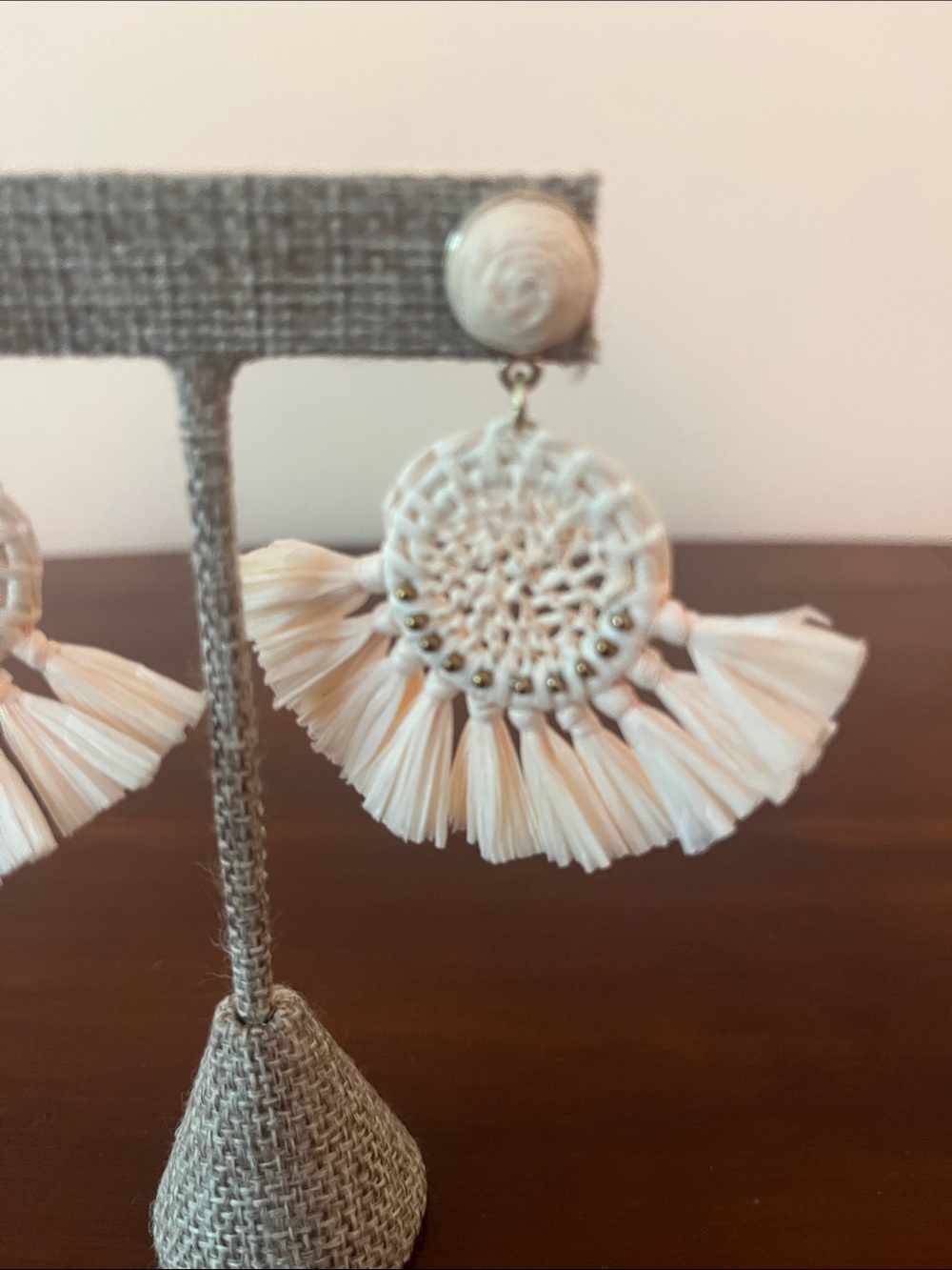 J Crew Raffia Fan Statement Earrings - Natural - Picture 7 of 9